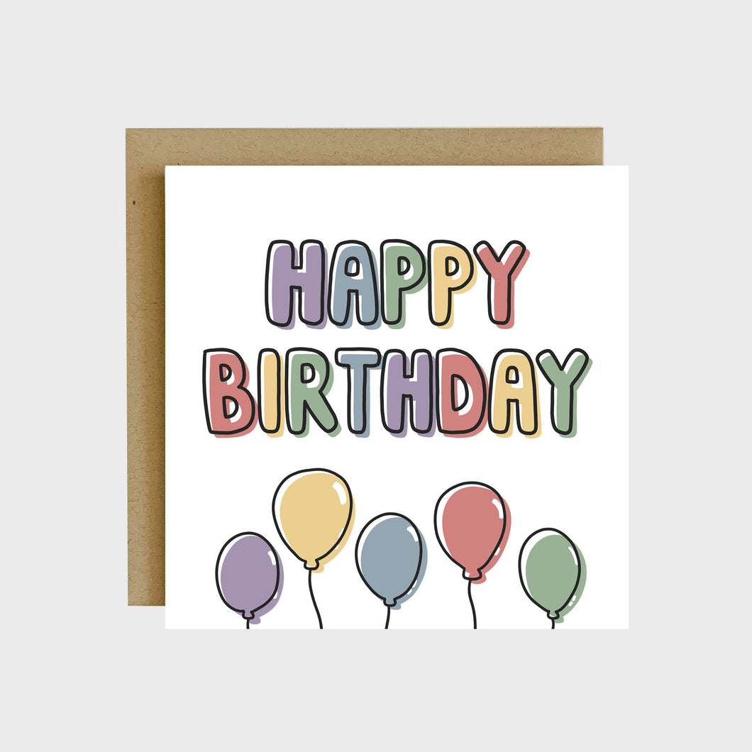 happy birthday balloons greeting card